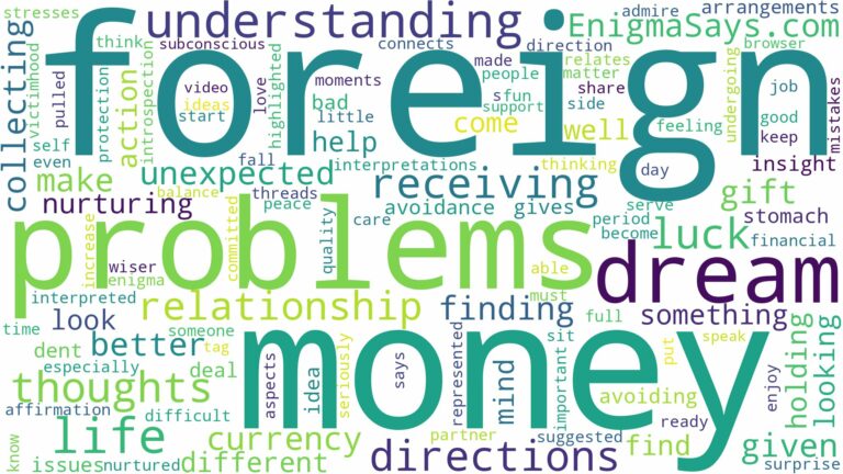 dreaming of receiving foreign money and related dreams with their meanings in a word cloud