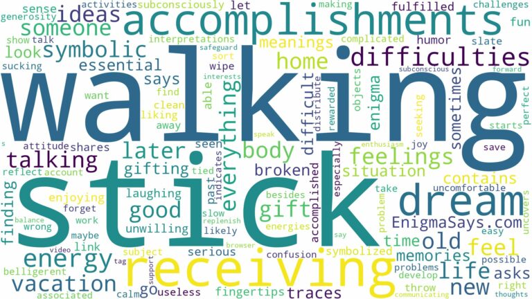 dreaming of receiving walking stick and related dreams with their meanings in a word cloud