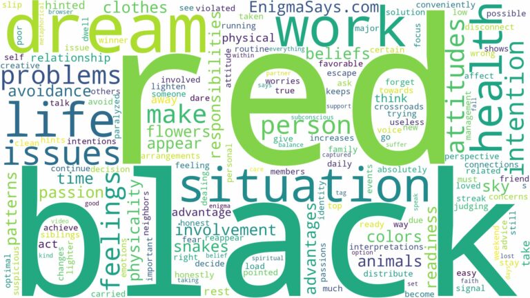 dream about red and black and related dreams with their meanings in a word cloud