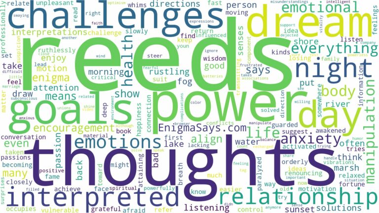dreams about reeds and related dreams with their meanings in a word cloud