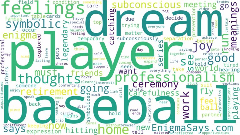 dream about a baseball player and related dreams with their meanings in a word cloud