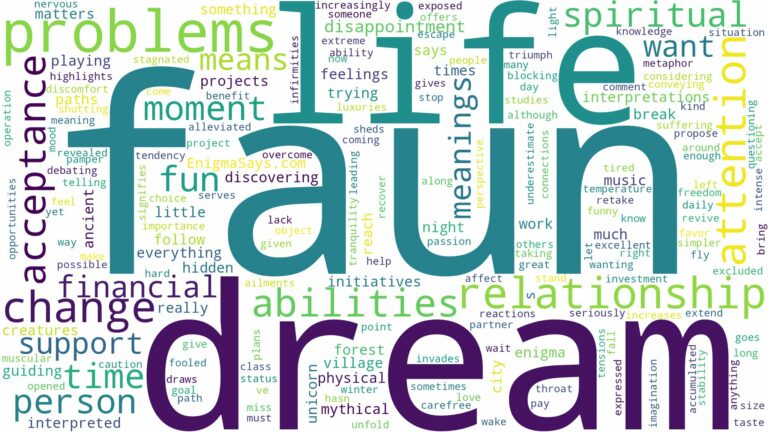 dream about a faun and related dreams with their meanings in a word cloud