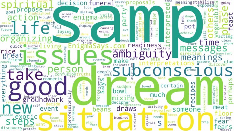 dream about samp and related dreams with their meanings in a word cloud