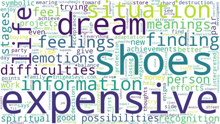 dream about expensive shoes and related dreams with their meanings in a word cloud
