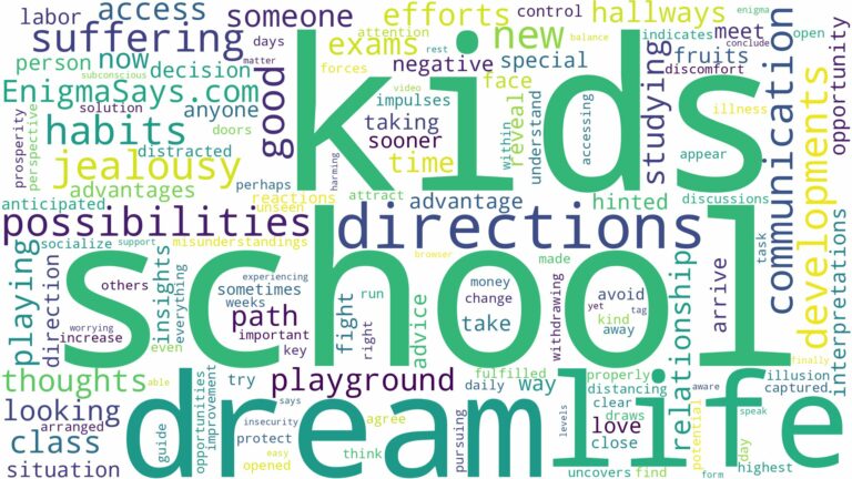 dream about school kids and related dreams with their meanings in a word cloud