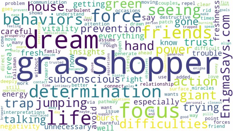 dream of seeing a grasshopper and related dreams with their meanings in a word cloud