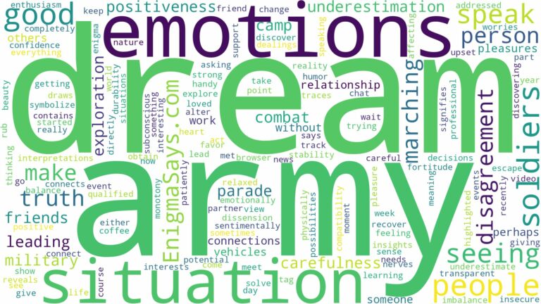 dream of seeing army and related dreams with their meanings in a word cloud