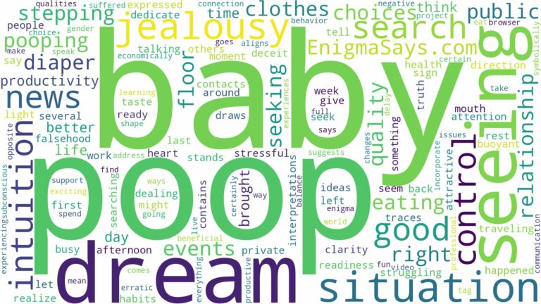 dreaming of seeing baby poop and related dreams with their meanings in a word cloud