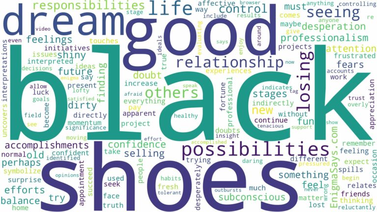 dreaming of seeing black shoes and related dreams with their meanings in a word cloud