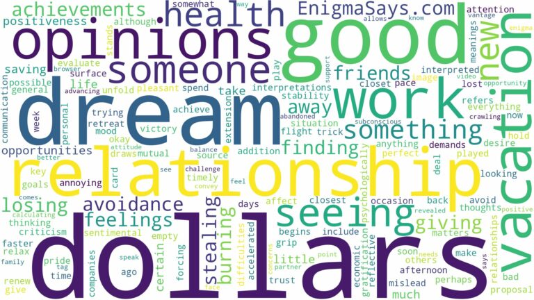 dream of seeing dollars and related dreams with their meanings in a word cloud