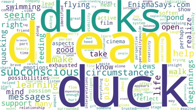 dream of seeing duck and related dreams with their meanings in a word cloud