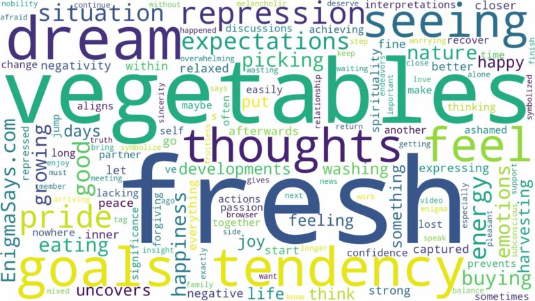 dreaming of seeing fresh vegetables and related dreams with their meanings in a word cloud