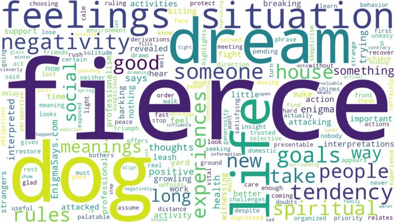 dream about a fierce dog and related dreams with their meanings in a word cloud