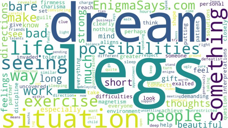 dream of seeing legs and related dreams with their meanings in a word cloud