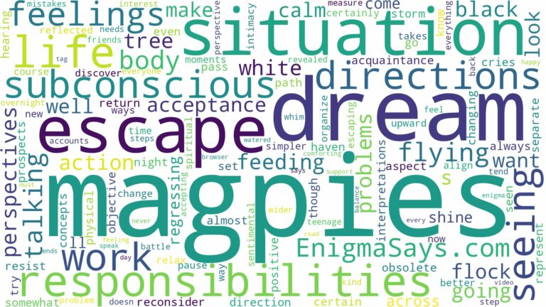 dream of seeing magpies and related dreams with their meanings in a word cloud