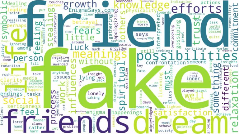 dream about fake friends and related dreams with their meanings in a word cloud