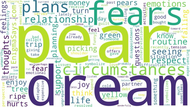 dream of seeing pear and related dreams with their meanings in a word cloud