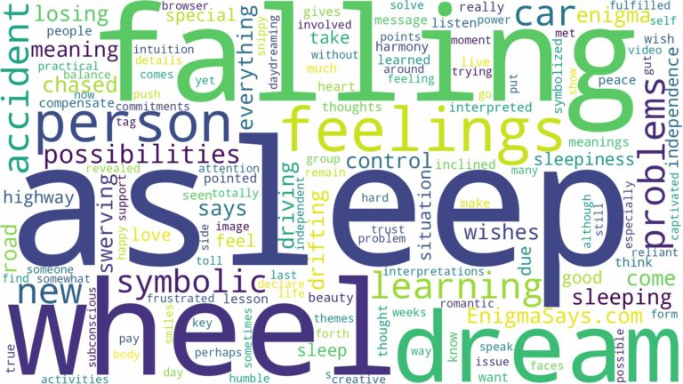 dreaming of falling asleep at the wheel and related dreams with their meanings in a word cloud