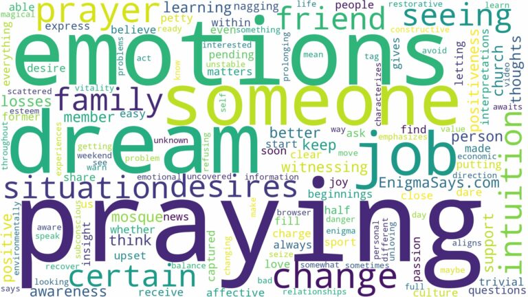 dreaming of seeing someone praying and related dreams with their meanings in a word cloud