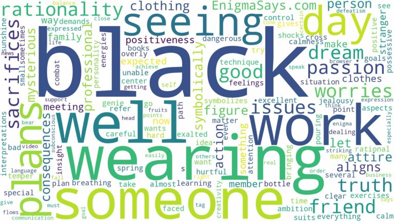 dreaming of seeing someone wearing black and related dreams with their meanings in a word cloud