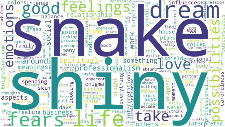dream about shiny snake and related dreams with their meanings in a word cloud