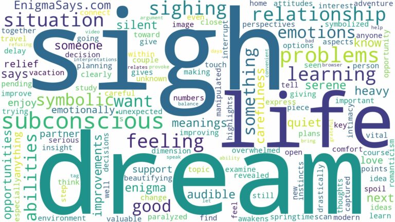 dream of sighing and related dreams with their meanings in a word cloud