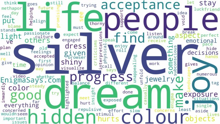 dream about silver colour and related dreams with their meanings in a word cloud