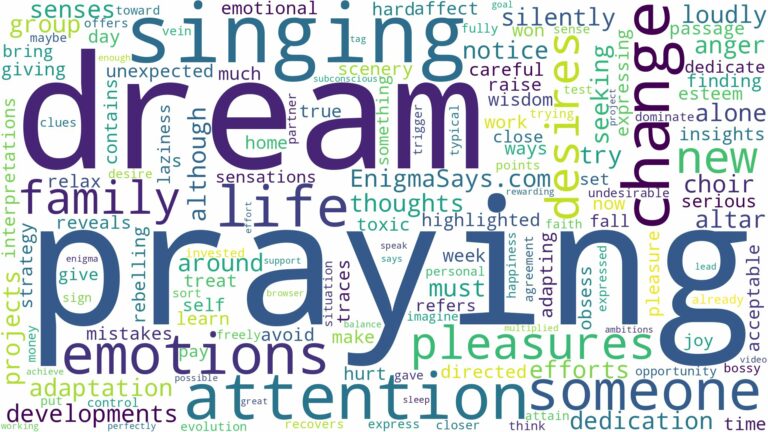 dream of singing and praying and related dreams with their meanings in a word cloud