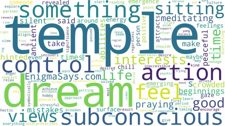dream of sitting in temple and related dreams with their meanings in a word cloud
