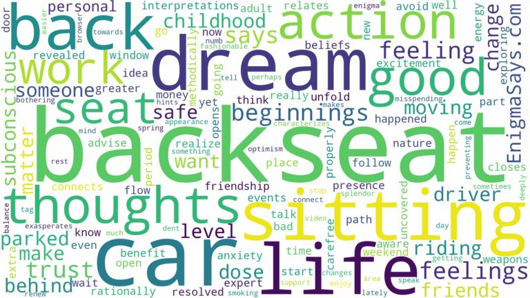 dreaming of sitting in the back seat of a car and related dreams with their meanings in a word cloud