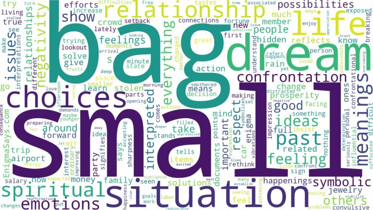 dream about small bag and related dreams with their meanings in a word cloud