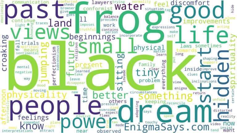 dream about small black frog and related dreams with their meanings in a word cloud