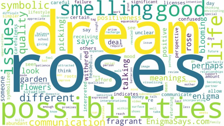 dream of smelling roses and related dreams with their meanings in a word cloud