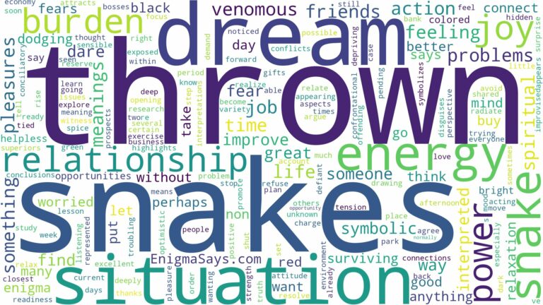 dreaming about snake being thrown at you and related dreams with their meanings in a word cloud