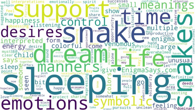 dreams about snakes sleeping and related dreams with their meanings in a word cloud
