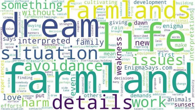 dream about farmland and related dreams with their meanings in a word cloud