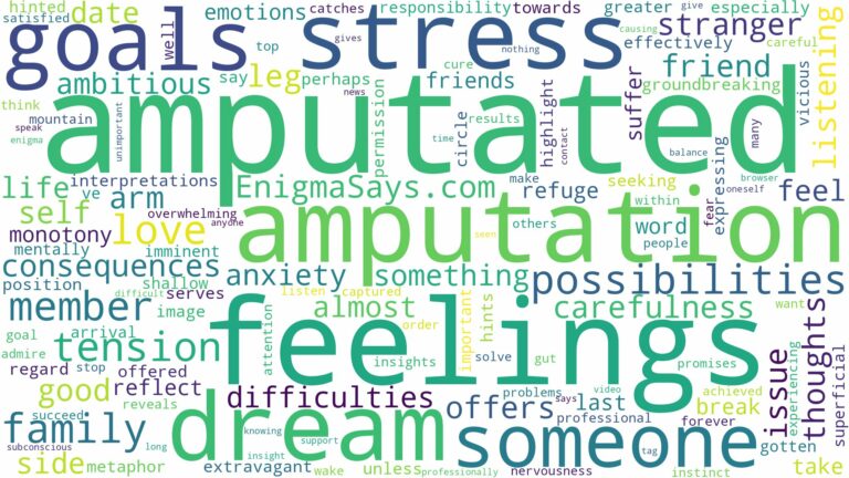 dreaming about someone being amputated and related dreams with their meanings in a word cloud