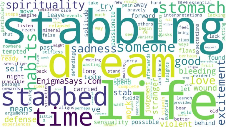 dreaming about someone being stabbed in the stomach and related dreams with their meanings in a word cloud