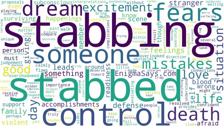 dreaming about someone being stabbed to death and related dreams with their meanings in a word cloud