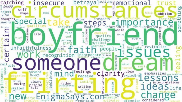 dreaming about someone flirting with your boyfriend and related dreams with their meanings in a word cloud