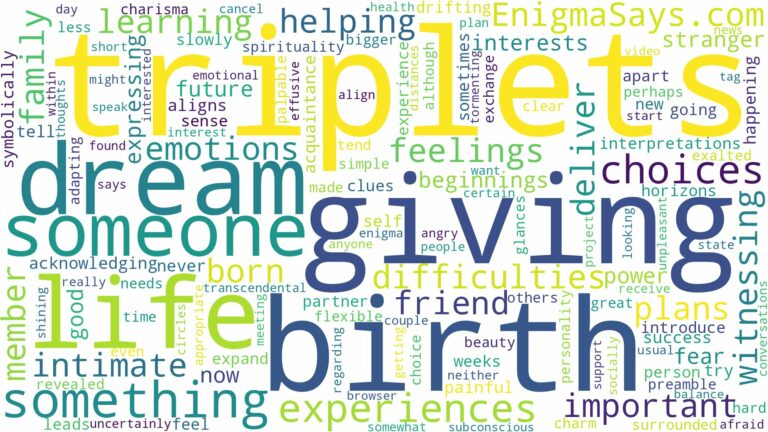 dreaming about someone giving birth to triplets and related dreams with their meanings in a word cloud