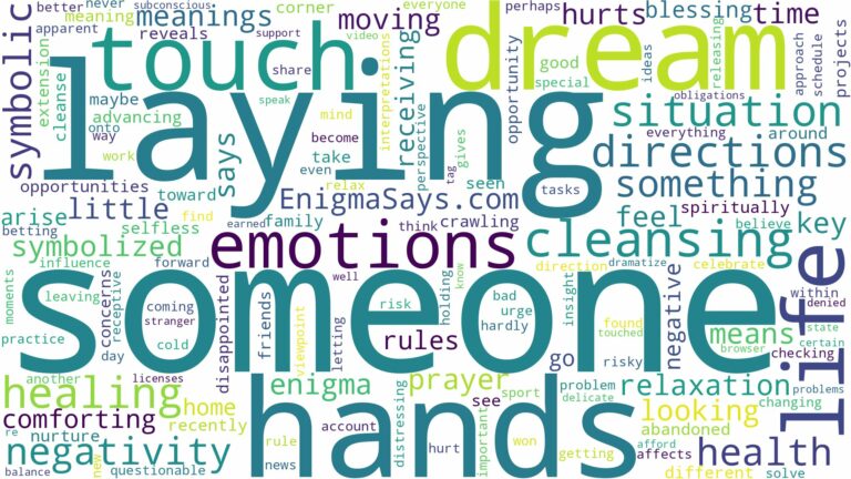 dreaming about someone laying hands on you and related dreams with their meanings in a word cloud