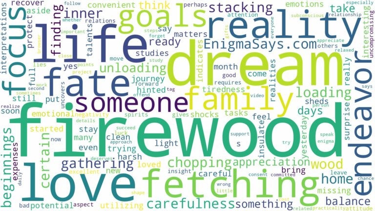 dream of fetching firewood and related dreams with their meanings in a word cloud
