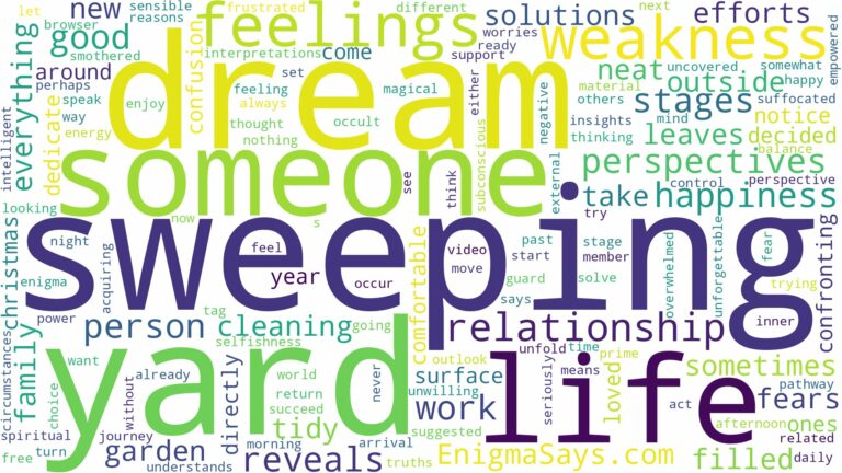 dreaming about someone sweeping the yard and related dreams with their meanings in a word cloud