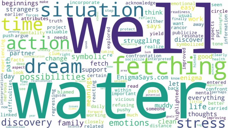 dreaming of fetching well water and related dreams with their meanings in a word cloud