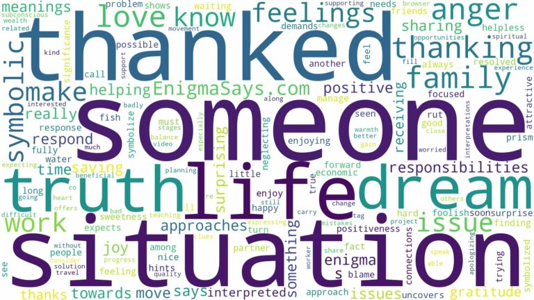 dreaming of someone thanking you and related dreams with their meanings in a word cloud
