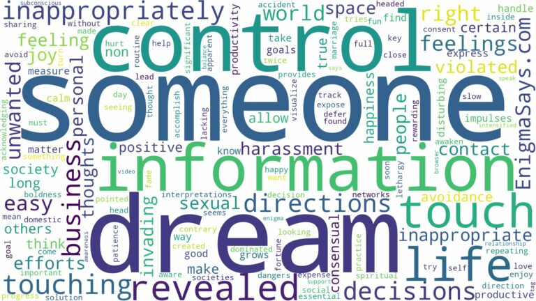 dreaming about someone touching you inappropriately and related dreams with their meanings in a word cloud