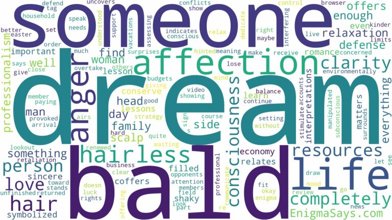 dream about someone with no hair and related dreams with their meanings in a word cloud