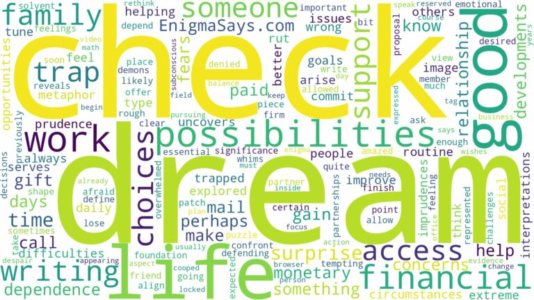 dreaming about someone writing you a check and related dreams with their meanings in a word cloud
