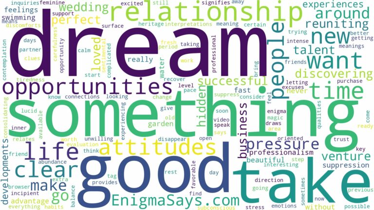dream of something good and related dreams with their meanings in a word cloud
